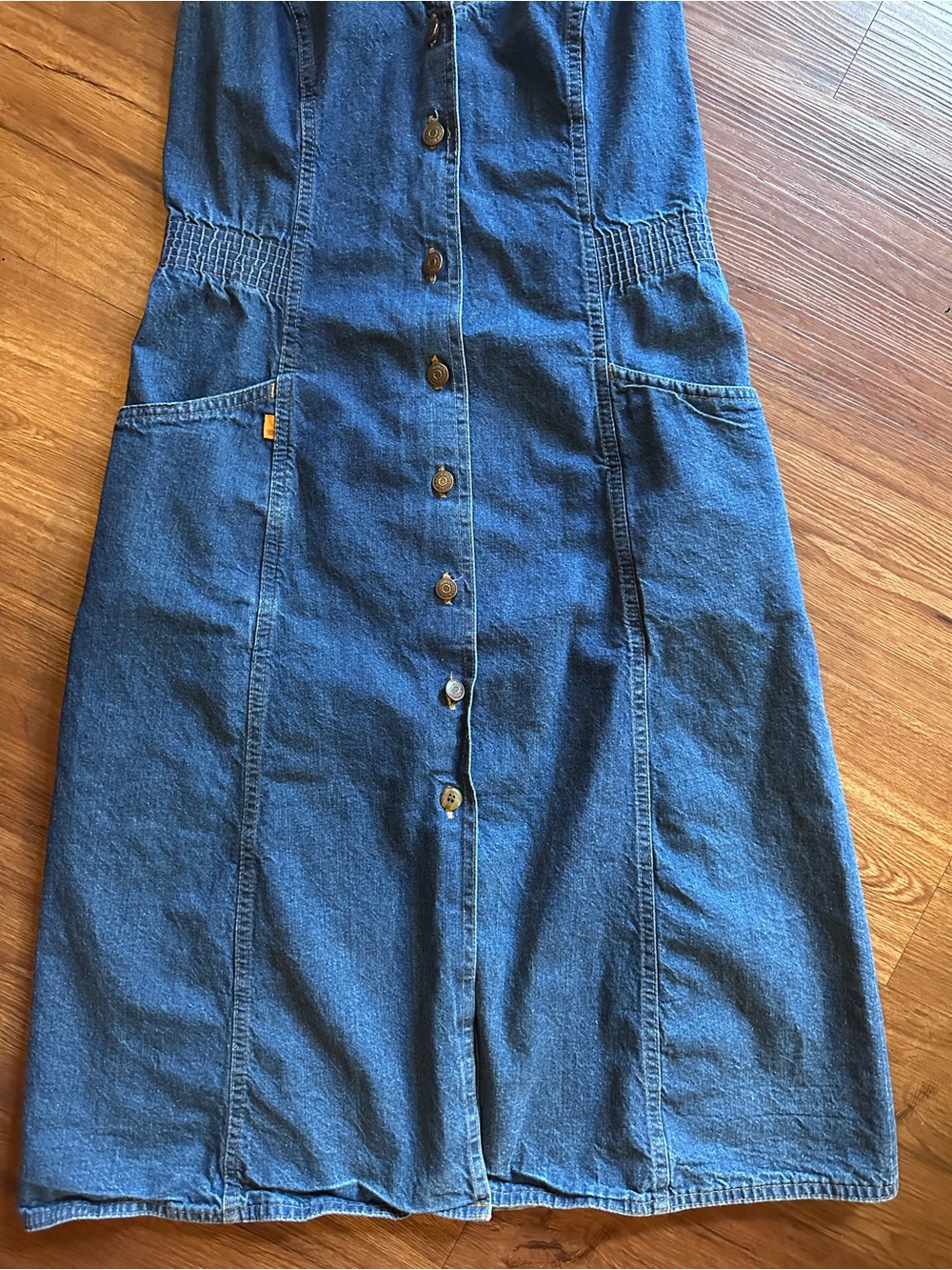 1970s Levi's Denim Tank Dress Button-Front - Picture 2 of 16